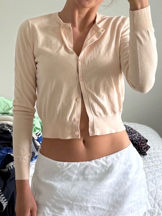 White + Warren Sweaters - White + Warren Light Blush Button-Front Cashmere Blend Cardigan